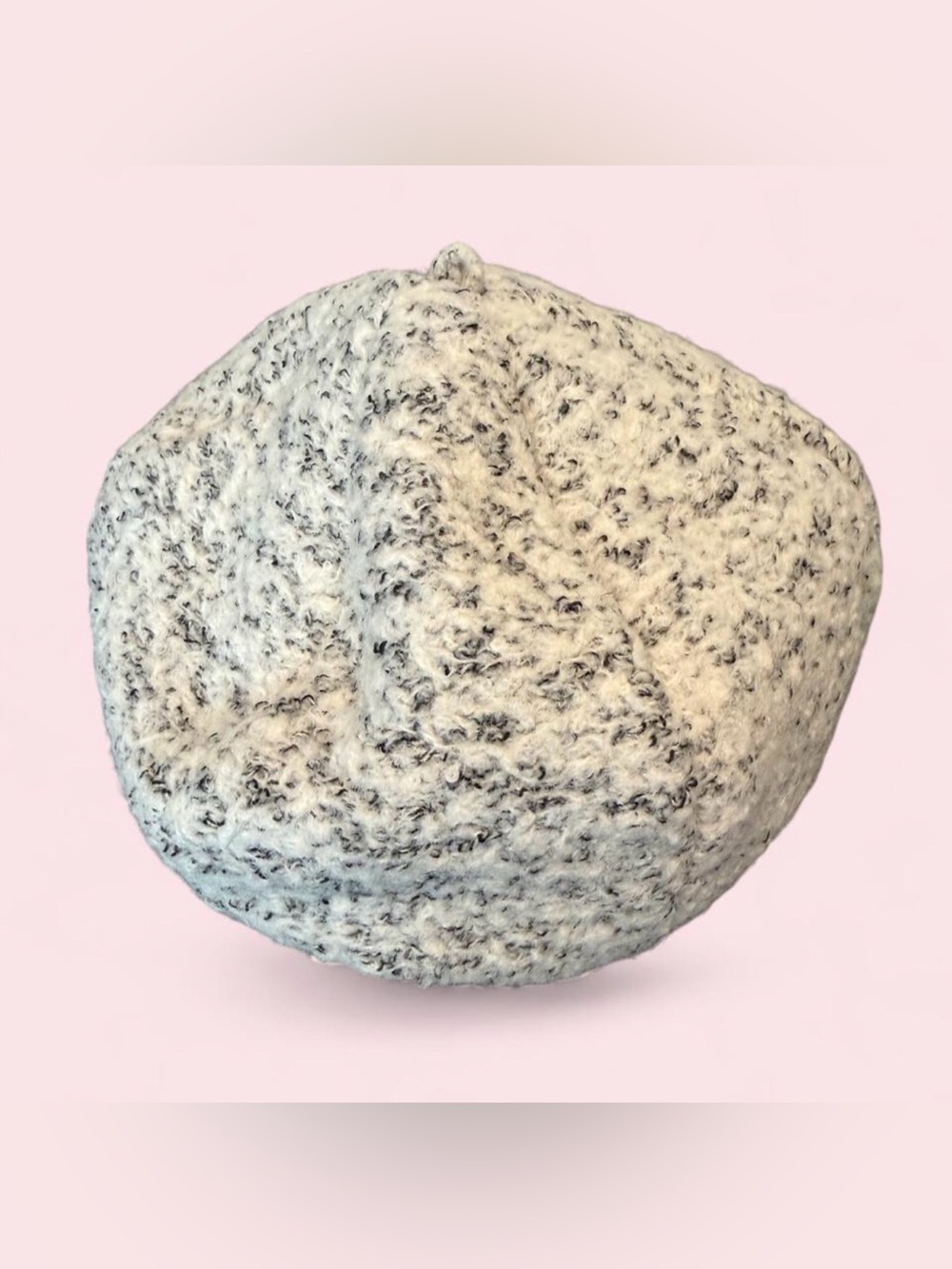 Cozy Speckled Knit Tweed Beret - Cream and Black